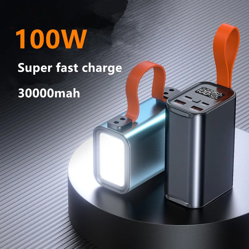 M3 30000mah 100W PD Super Fast Recharge 5V 3A /9V 3A/ 12V 3A /20V 5A Portable Power Bank for Phone with LED Torch  Function