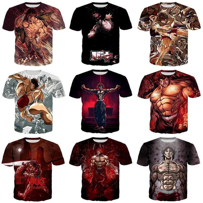 2022 New Japanese Anime Baki Hanma 3D Printed T-Shirt For Men Casual 3D Digital Printing tshirt All Over Print Graphic T Shirt
