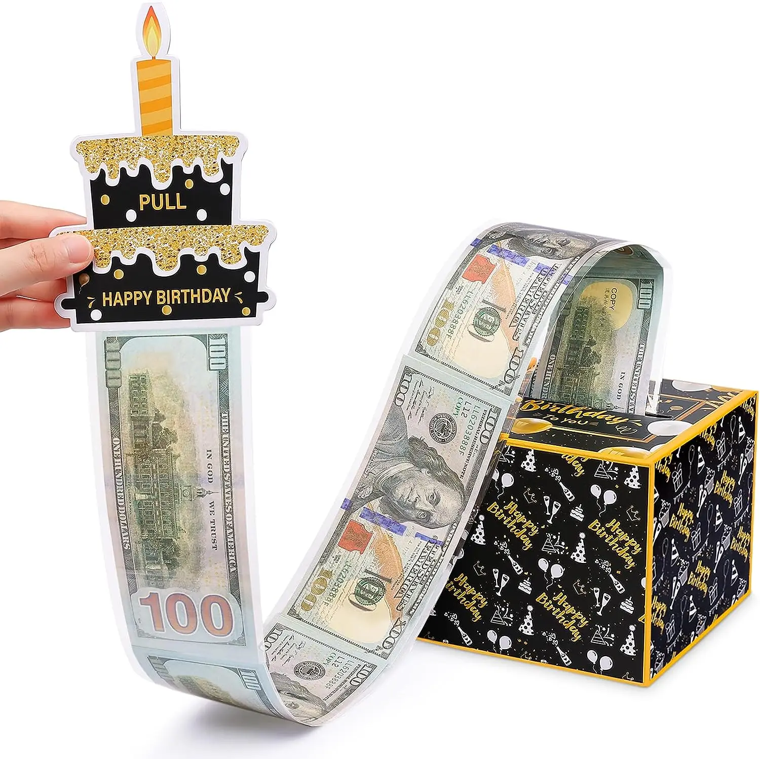 Birthday Money Box for cash gift pull cash gift box band pull out Happy Birthday Card DIY set-a fun and loving way to offer cas