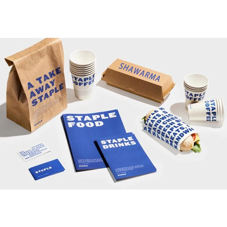 custom beef chicken shawarma wrapping box logo printing Kraft Box fast food shawarma packaging pouch Burgers wraps wrapper