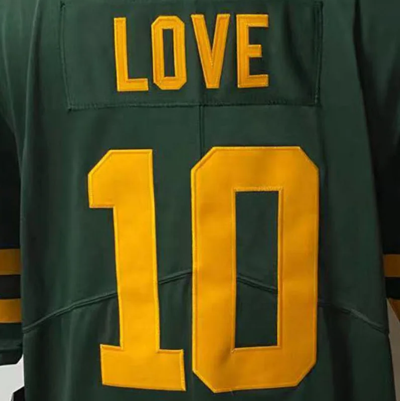 Ready to Ship Love #10 Green Alternate Best Quality Stitched American Football Jersey