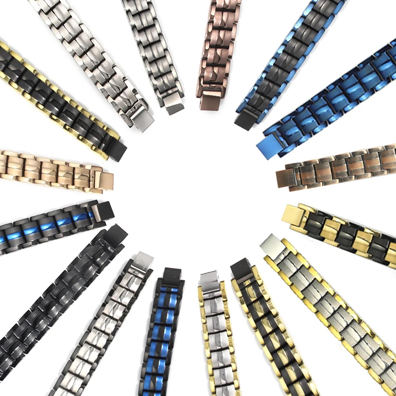 Bio Magnetic Bracelet Adjustable Ion Germanium Energy Gold Plated Titanium  Stainless Steel Magnetic Therapy Bracelet