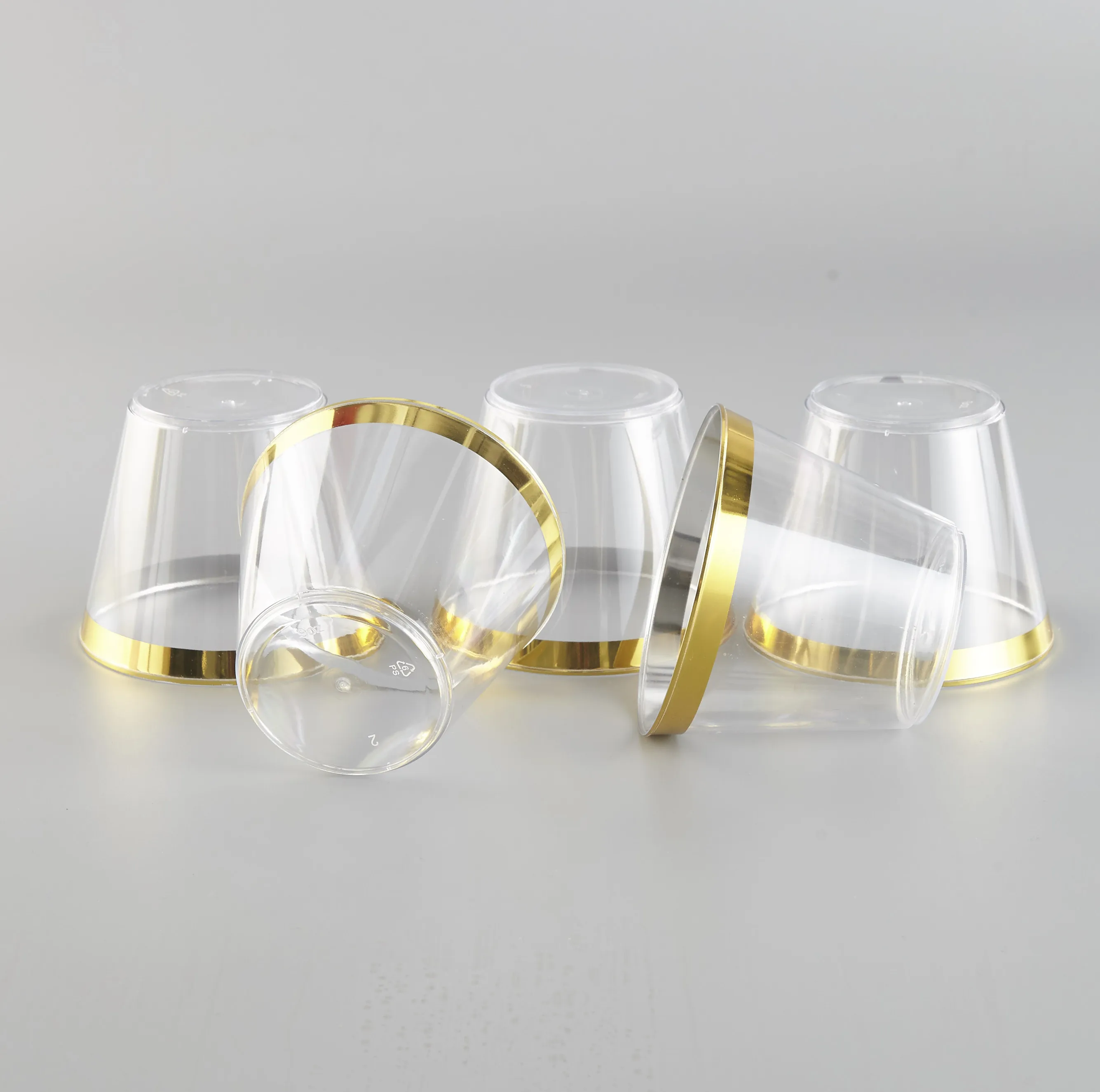 Factory Rose Gold Rimmed Plastic Cups 9/10/12/14/16 Oz Clear Old Fashioned Tumblers Fancy Wedding Party Customize color package