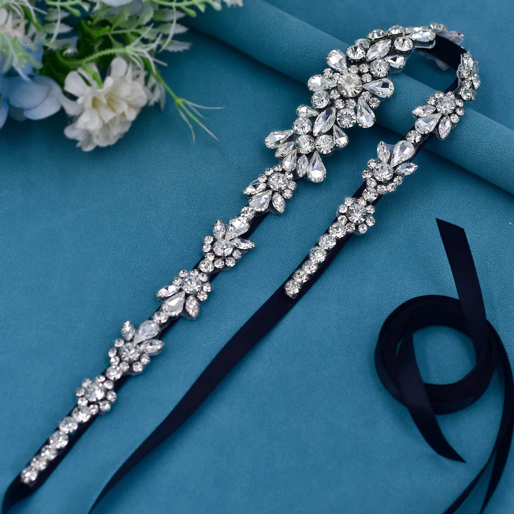 Bridal Dress Crystal Waist Seal Hand Sewn Diamond Accessories Ribbon Rhinestone Wedding Belt