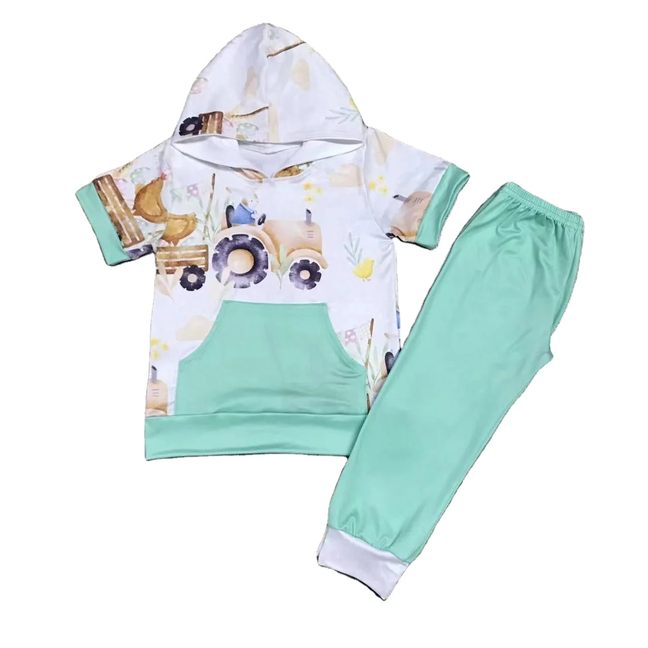 Wholesale Children Clothing Flower Pattern Design O-neck Best Selling Products Girl Outfits