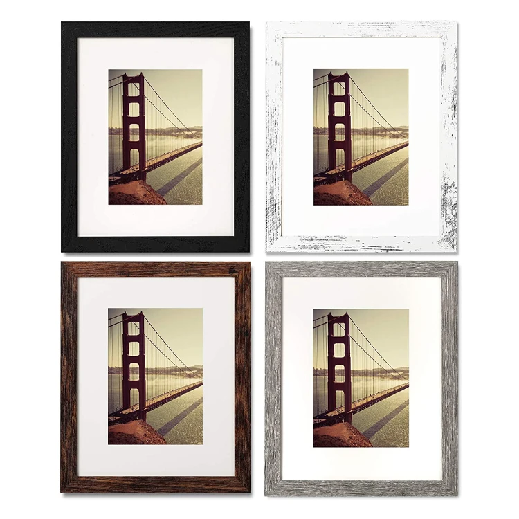 Art black Wooden Picture Frame with Real Glass for Photos Collages (11x14)