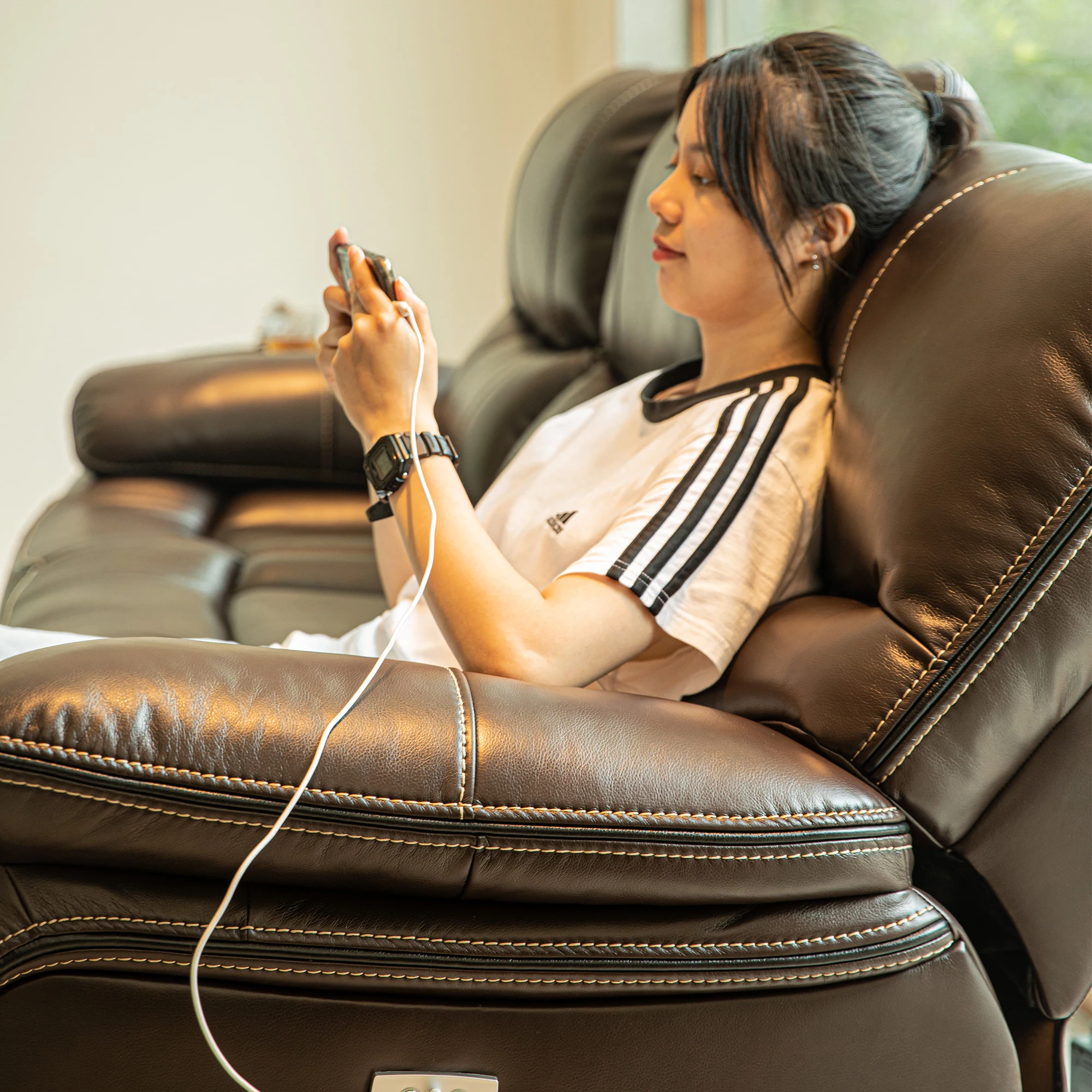 SANS Odm Oem l High Quality Pu Leather Power Manual Recliner Leather Power Recliner Sofa Sets 3 2 1