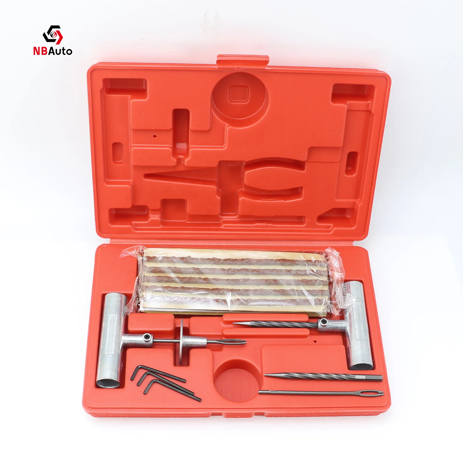Red Box Tire Repair Tool Kit Split Eye Needle Zinc T-Handle Insert Tool Spiral Cement Tool 6*200mm Tyre Seals Brown Tire Strings