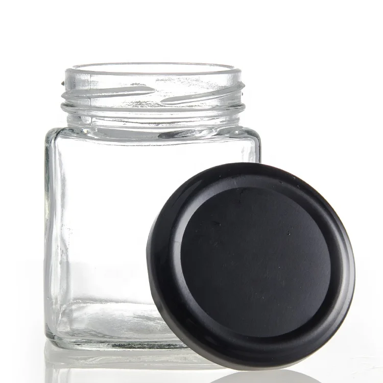 chill sauce use 180ml 6oz airtight square glass jar with lidwith metal lid HJ-BD1188002