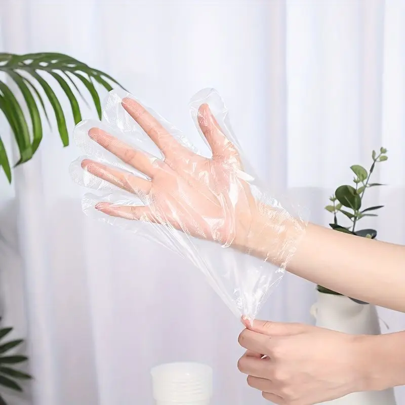 Sample free wholesale 100pcs food grade disposable pe gloves for kitchen use