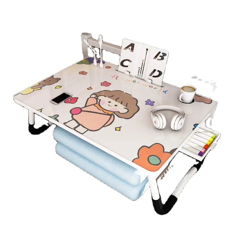 Whosale Cartoon Pattern Table Folding Laptop Table Serving Bed desk Portable Laptop Desk bed use study folding Computer Table