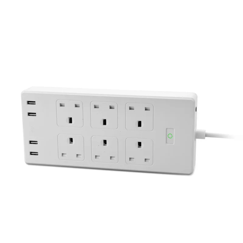 High quality white 6-pin British power top plug 13A household appliance power socket fuse adapter