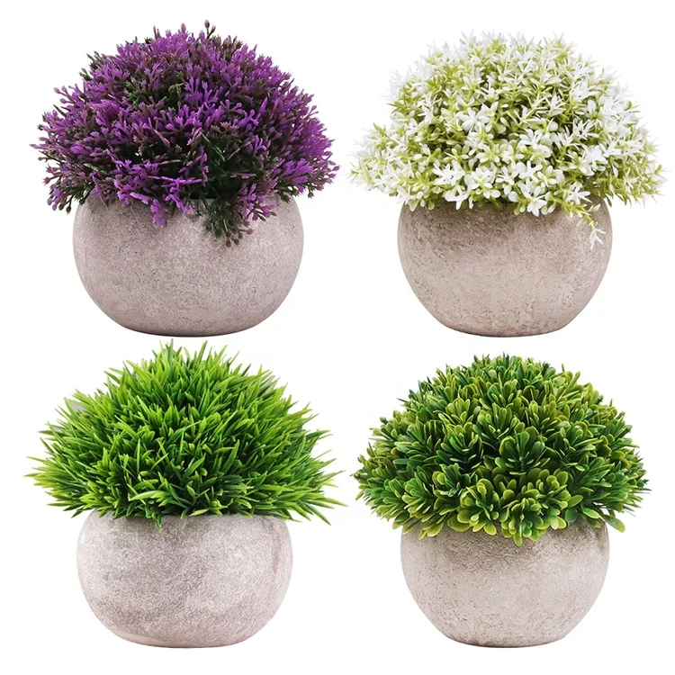 4 Pcs Plants Small Potted Faux Artificial Mini Greenery Plants for  Home Decor Indoor Faux Plants in Pots