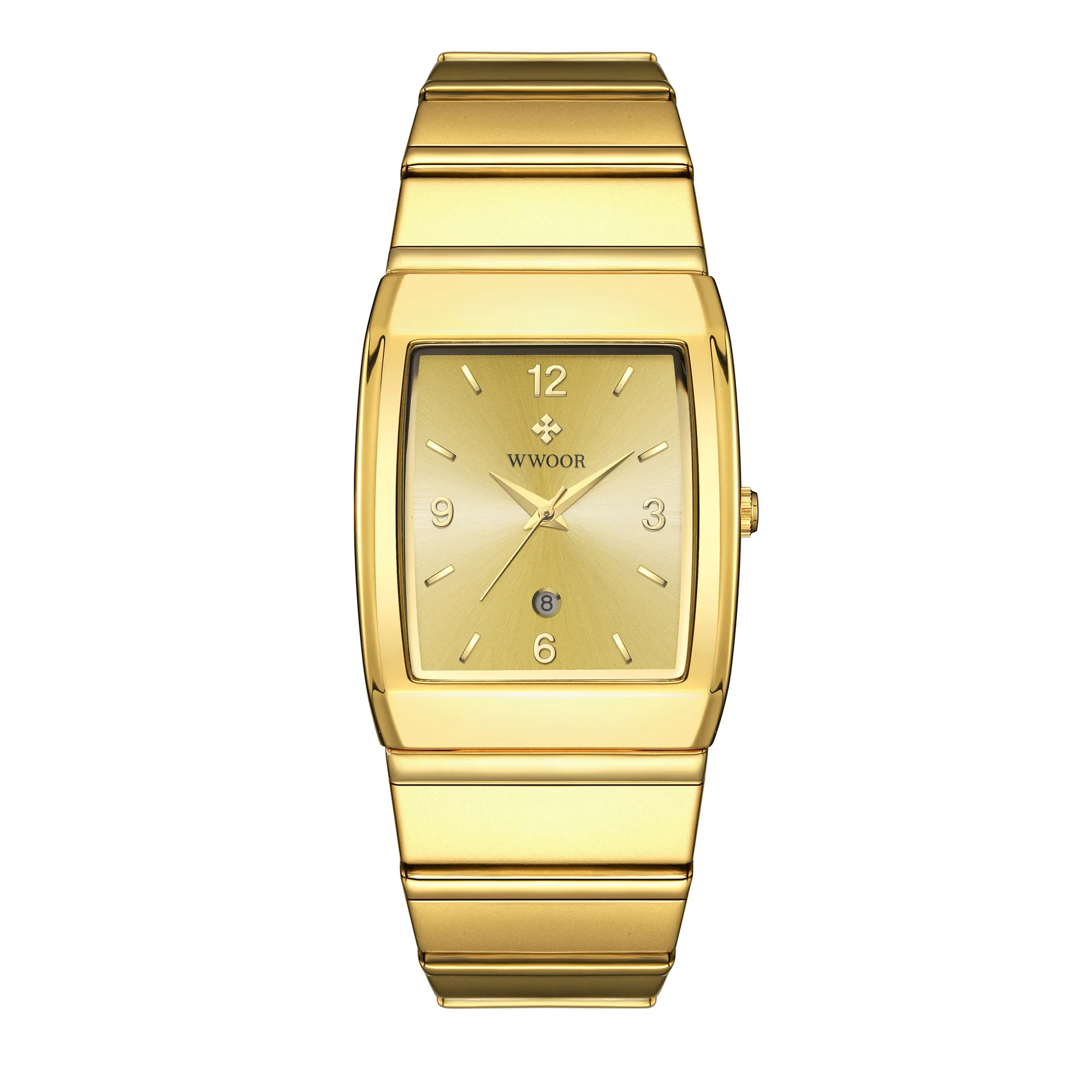 Quality Luxury Mens Watches WWOOR 8888 Square Business Fashion Watch Steel Belt Waterproof Quartz Movement Wristwatch