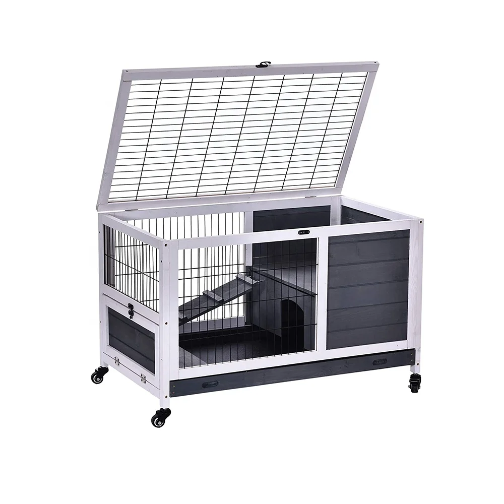 Wooden Rabbit Guinea Pig Hutch Elevated Pet House Bunny Cage