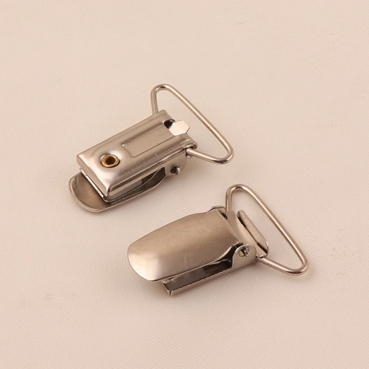 factory wholesale 1 inch metal suspender pacifier clip with plastic for suspenders garters