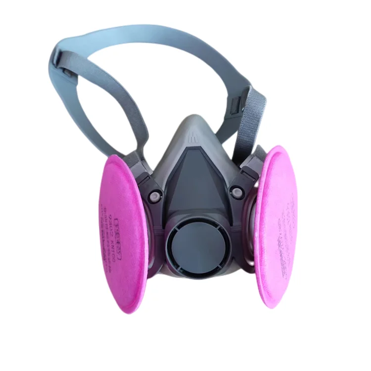 Custom Reusable Cheap Paint Half Face Dust Gas Mask Respirator with Double cotton Filter