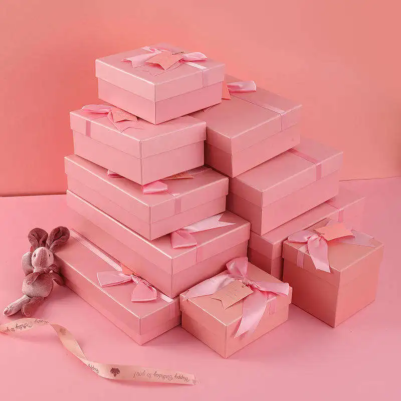 Custom Size And Design Surprise Two-pieces Lid And Base Bow Tie Cardboard Birthday Gift Paper Packaging Box