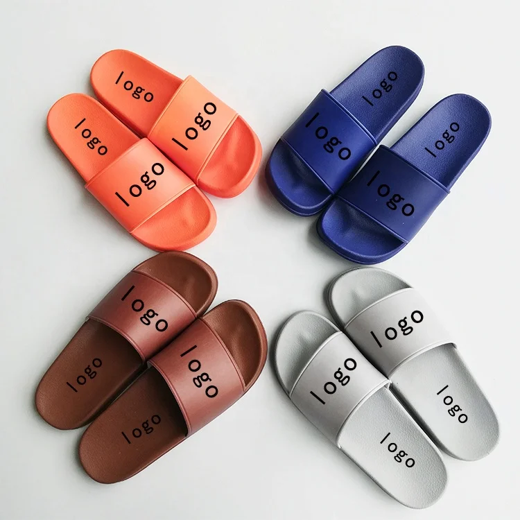 Slides With Logo Comfortable Indoor Outdoor Slides For Women Custom Plain Slides Rubber Slippers For Men With Logo