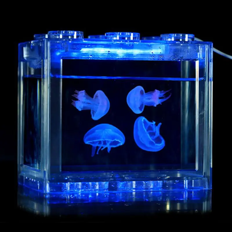 Modern design acrylic aquarium jellyfish tank high quality medium size aquarium with power adapter for home use