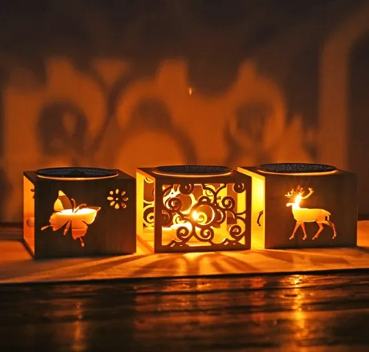 Tealight Candle Wax Fragrance Aromatherapy Wood Incense Burner,Ceramic Bamboo Candle Wax Warmer Holder