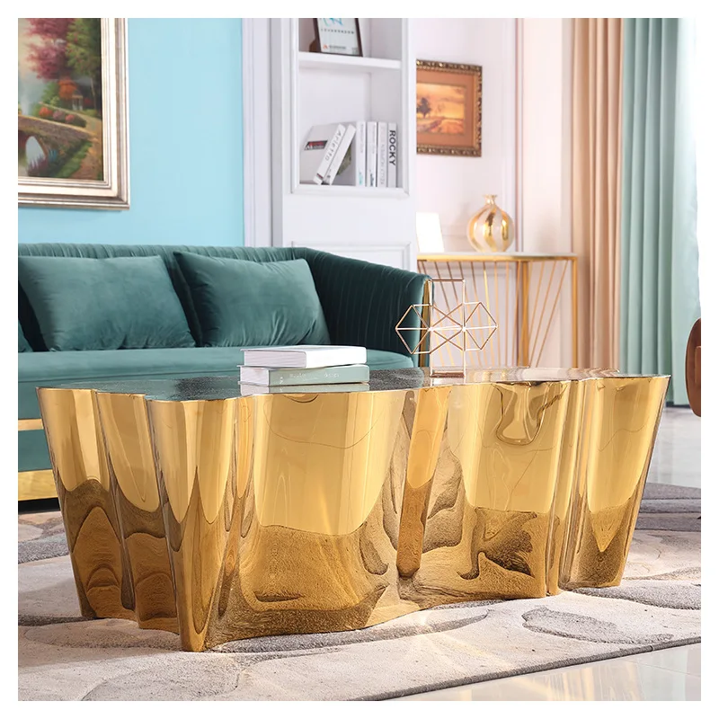 LN-1833 Unique laser tree special shape appearance gold finish 1M length coffee table decoration tea table for sitting room