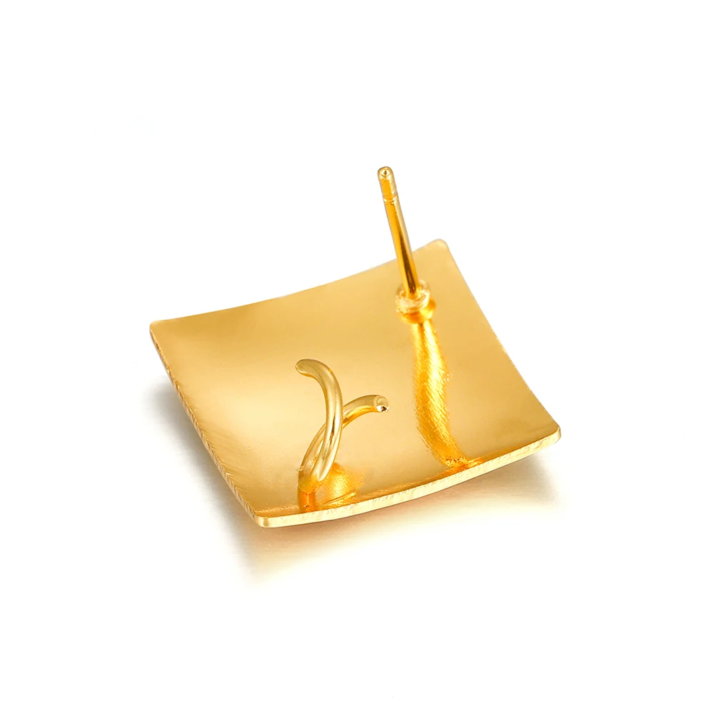 10sets/lot Gold Geometric Polygonal Earring Stud Earring Posts With Loop Connector For DIY Earring Jewelry Making Supplies