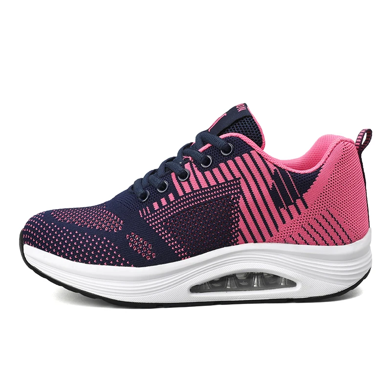 Comfortable breathable mesh walking shoes air cushion night light shoe lace sneakers