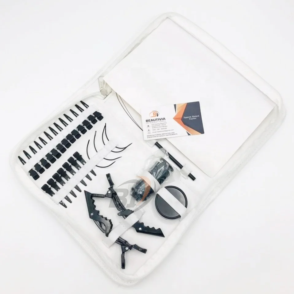 Black Matte Micro Beads Tool Kit Set Wholesale Premium Quality Custom Logo Human Hair Extension Pliers Alligator Clips Microbead