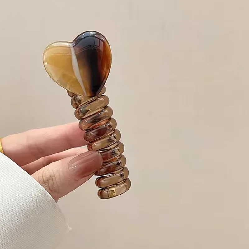 Braided Phone Cord Telephone Wire Hair Band No Damage Elastic Ponytail Holder Fixed Hair Rope Heart Rubber Band Spiral Hair Ties