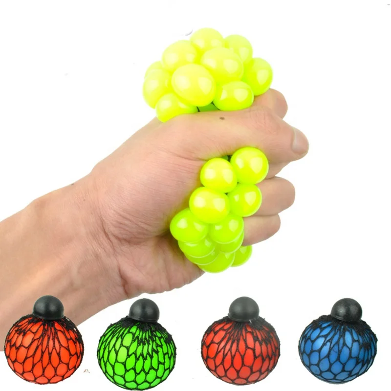 5cm 6cm Mesh Squishy Balls Stress Relief Squeeze Grape Balls Relieve Pressure Balls for Adults Gifts Promotional Toy Rubber