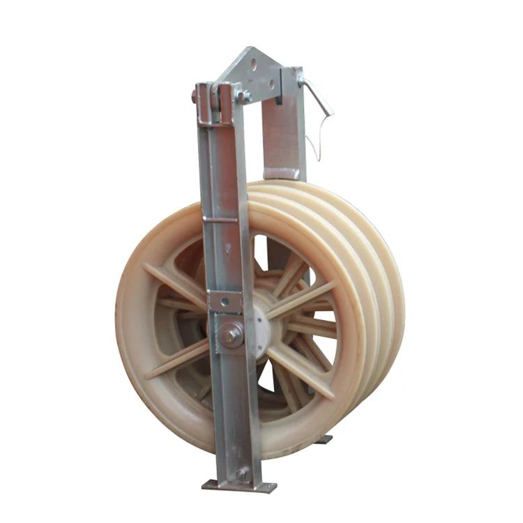 508x100mm Overhead Line Stringing Pulley Three-wheel Conductor Stringing Pulley Blocks