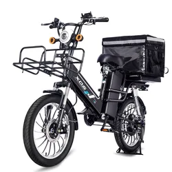 20 inch electric cargo bike 48v/12ah+30ah lithium battery 48v/350w brushless motor delivery ebike city ebike  bicycle