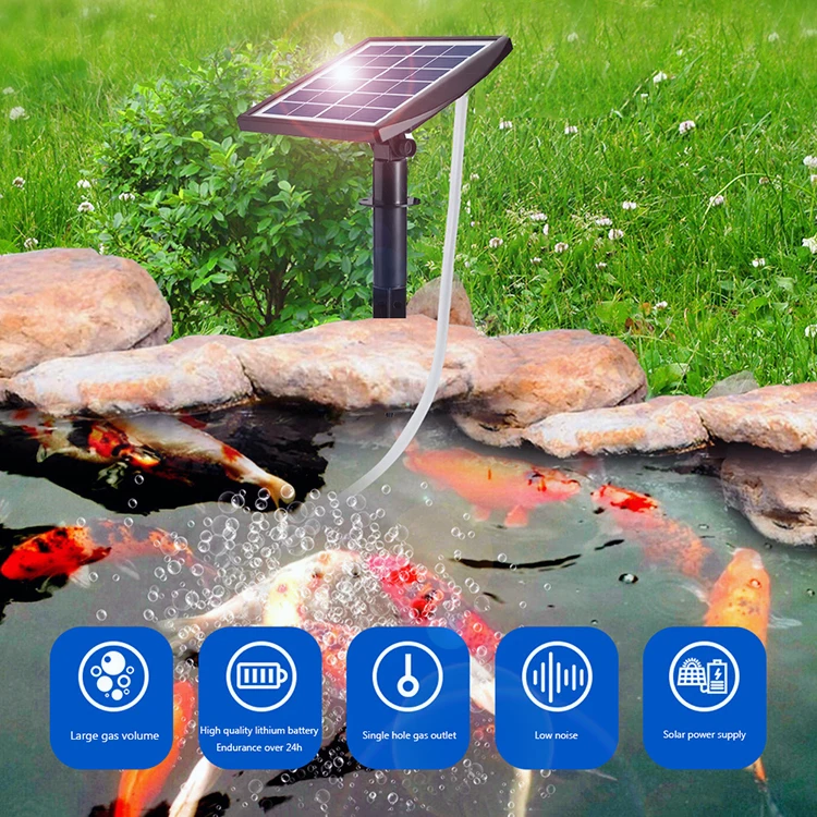 Good For Pet Fish Solar Aerator Kit Outdoor Garden Domestic Pond Aquarium Landscape Decoration Auto Air Pump