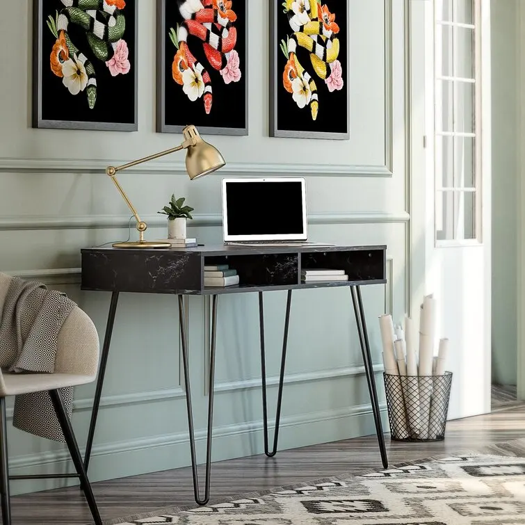 JYD7 Ready to Ship nordic white top and gold adjustable iron small cheap office furniture table chair wooden desk for room