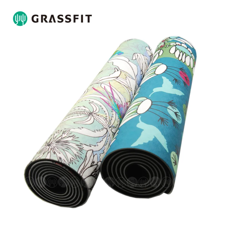 Eco friendly designer Non Slip Exercise Fitness customized printing 6mm Tpe Yoga Mat Pilates custom yoga mat for meditation yoga