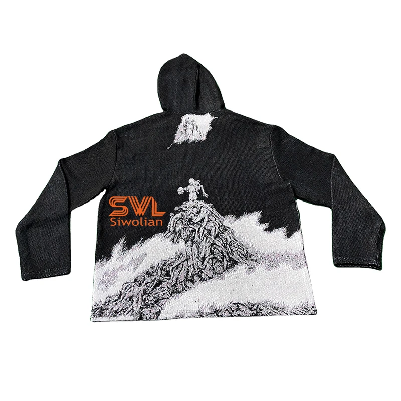 Vintage Tapestry hoodie custom Mens woven sweatshirt Anime design Tapestry Hoodie Blanket Jacquard sweater hoodie