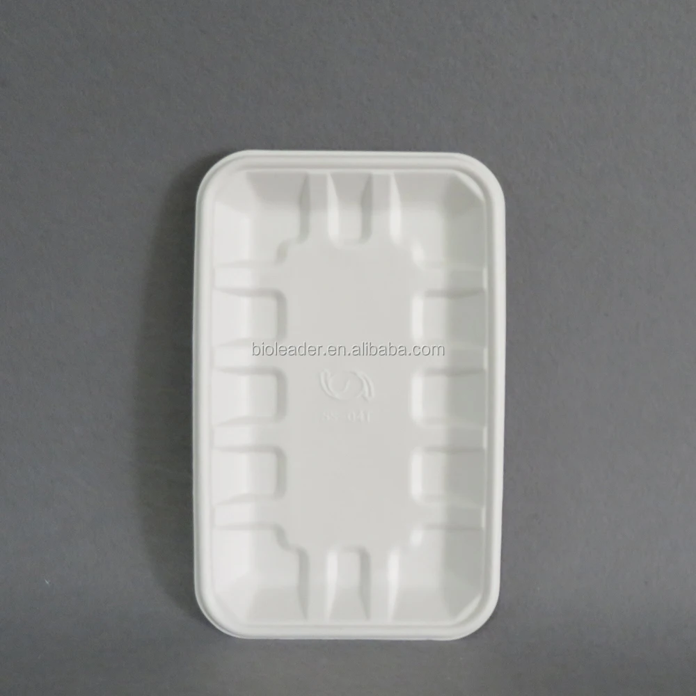 Disposable Biodegradable Bagasse Pulp Meat Packaging Tray Food Pulp Moulding Accept