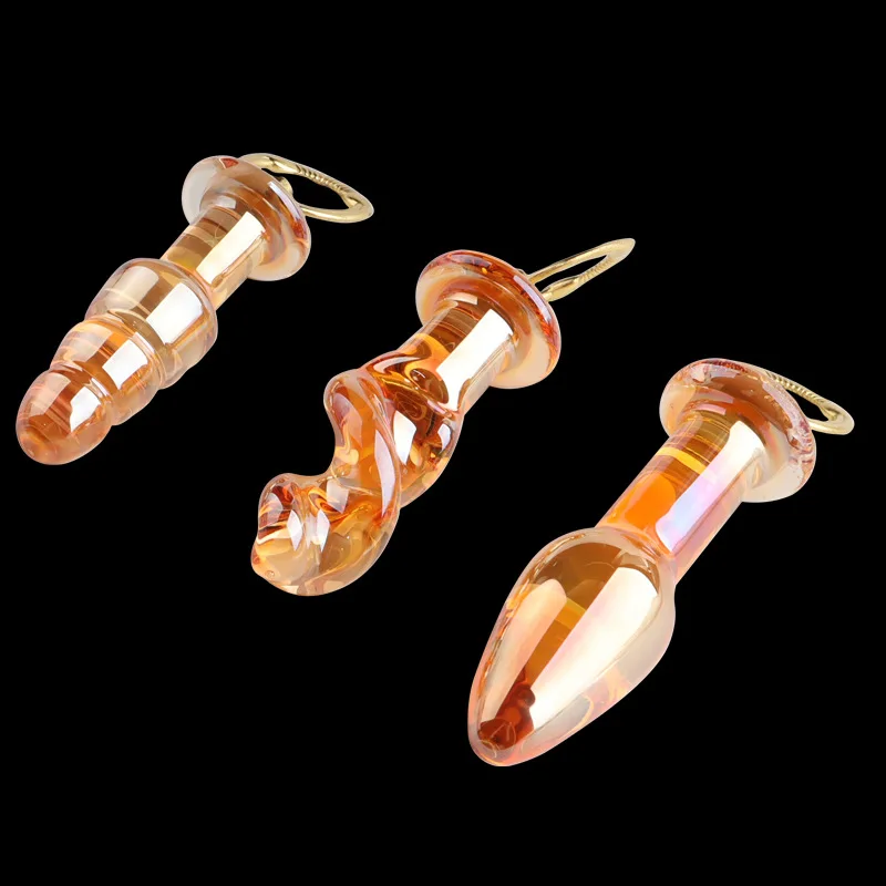 Wholesale crystal glass dildo pyrex anal bead plug sex toys for women