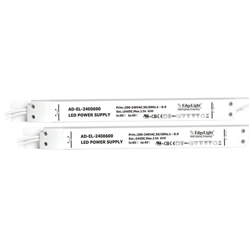 AD-EL-2400600-B OEM pfc led slim constant voltage panel buitin driver 24v 60w thin led power supply with class 2