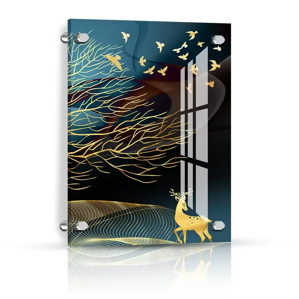 Manufacture Custom Modern Art Wall Hanging Display Nature Landscape Pictures Silk Screen Acrylic Glass Photo Prints