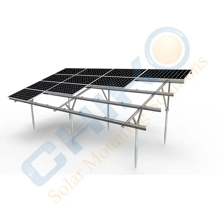 Rapid assembly solar panel mounting structure for ground solar power plant