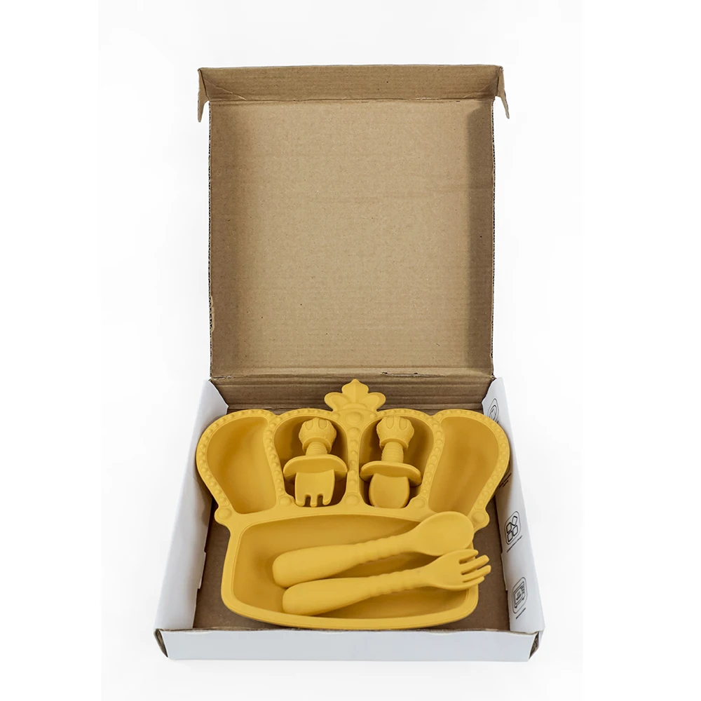 New Arrival Portable Unbreakable Colorful Silicone Baby Feeding Set Kids Toddler Tableware For Kids