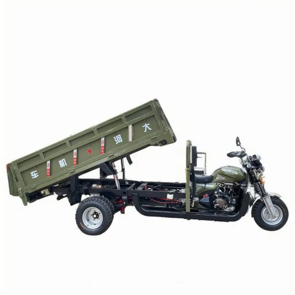 Heavy-duty Five Wheel Tricycle Motorcycle 300cc ZONGSHEN Water Cooled Engine Single Hydraulic Dump Tricycle