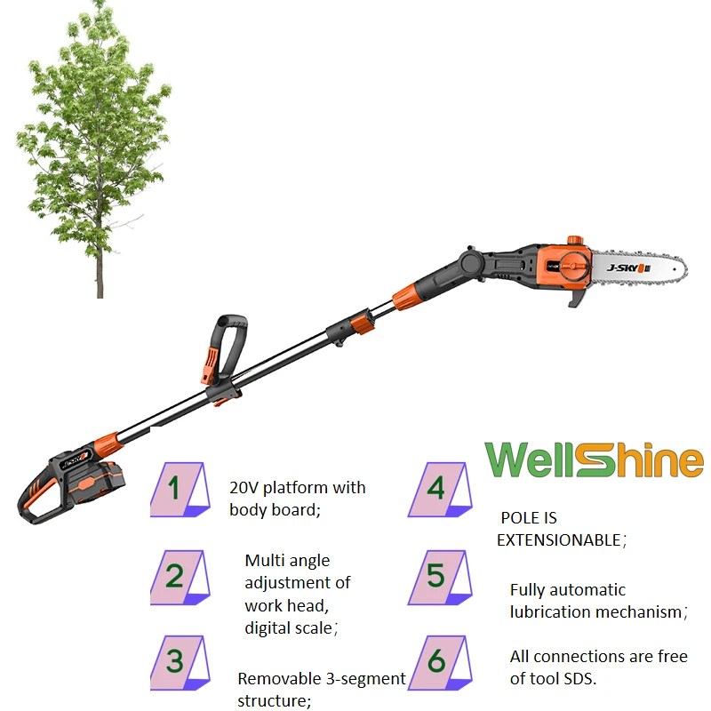 New arrival  long handle Automatic Chain Lubrication electric chain saw  with telescope for cutting tree branches