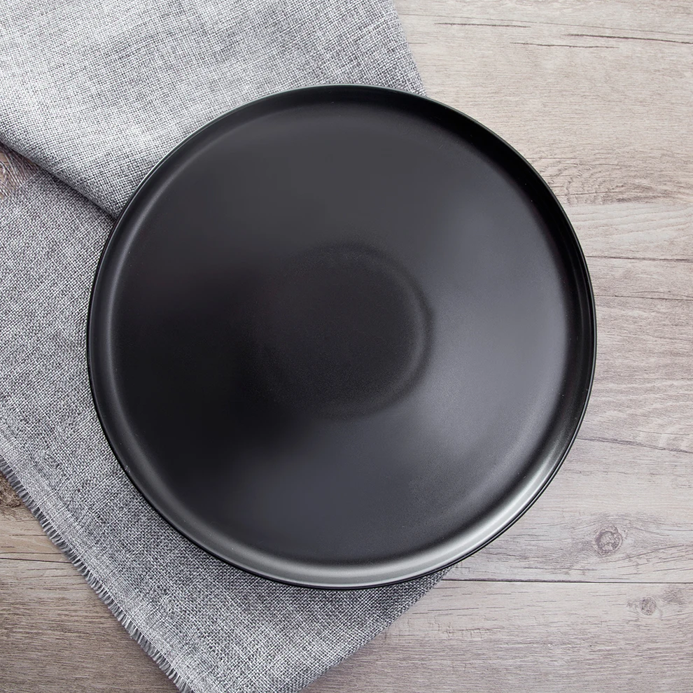 Restaurant Dinnerware Wholesale Matte Glaze Porcelain Black Dinner Plate
