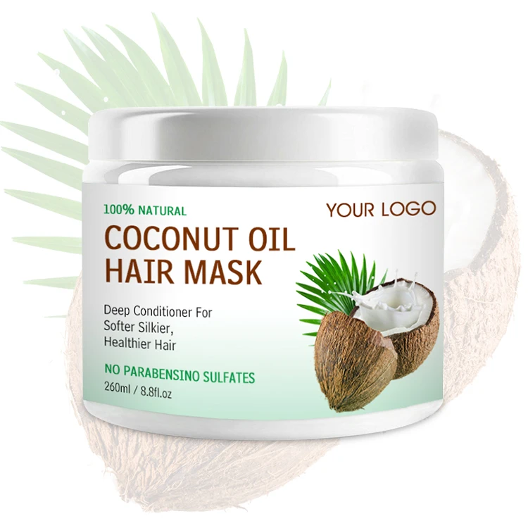 OEM профессиональный салон частная этикетка Органическая маска для волос ремонт гладкая глубокая 260 мл кокосовое масло маска для волос