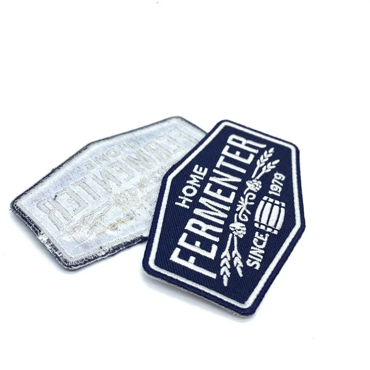 Custom logo cap emblem patches heat seal backing iron on hat embroidery badge