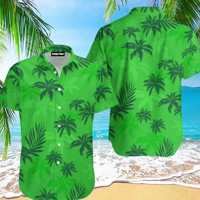 Summer  Men Hawaiian Shirt 3d Plant Shirt for Men Flower Print Plus Size Hawaiian Beach Flower Shirt