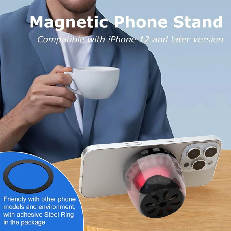 5W Mini Speakers Wireless with Bluetooth 5.4 RGB Light  8H Playtime Portable Phone Stand for iPhone Magnetic Bluetooth Speaker
